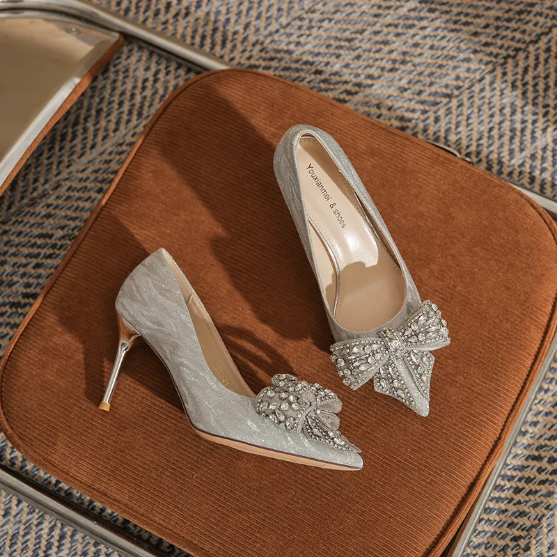 GOSO Slim Heel High Heels Women's Silver-5