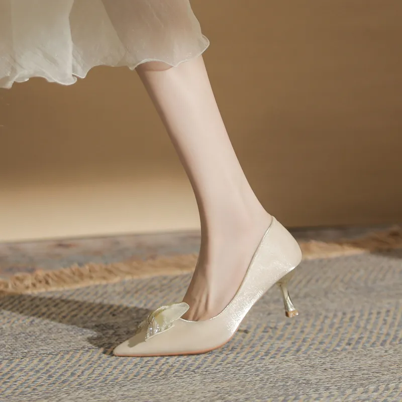 GOSO Slim Heel High Heels 6CM Women's Apricot-4