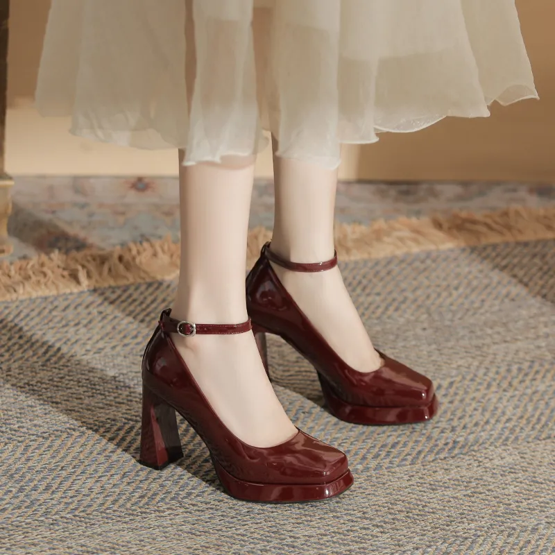 GOSO High Heels Women's Burgundy-5
