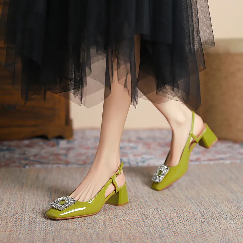 GOSO High Heels Women's Mustard Green/Ecru-6