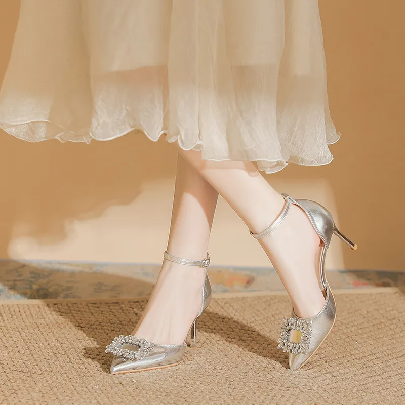 GOSO Slim Heel High Heels Women's Silver-1
