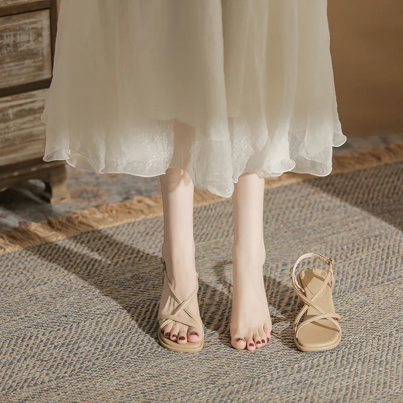 GOSO One Strap Sandals Women's Milk Tea-5