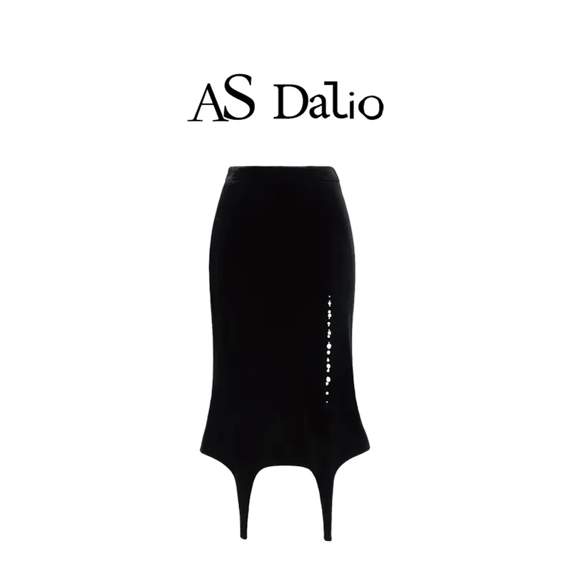 AS DALIO Casual Long Skirt Women's Black-5