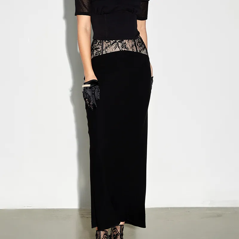 AS DALIO Casual Long Skirt Women's Black-1