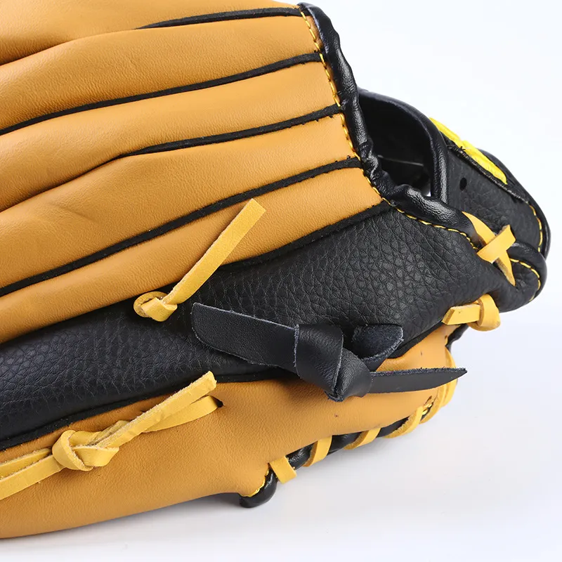 LEACCO Baseball Pitching Glove Cow Split Leather Unisex Black Brown-5