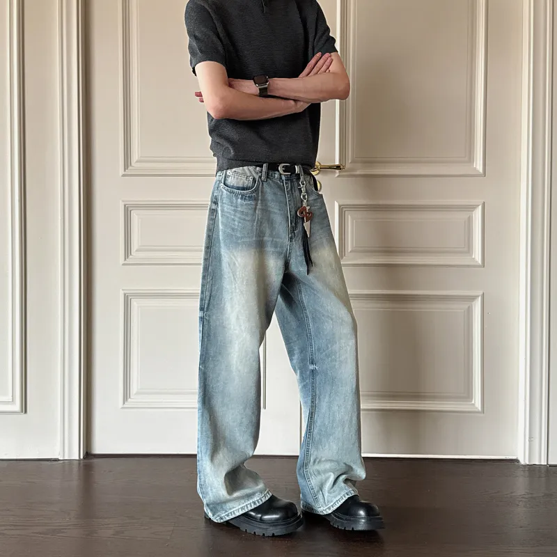 YearnObtainRainbow Jeans Unisex Washed Vintage Blue-2