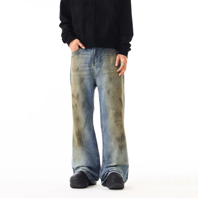 YearnObtainRainbow Jeans Unisex Dirty Dyed Blue-4