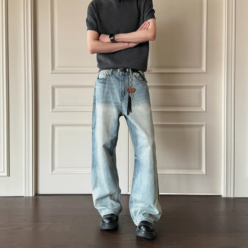 YearnObtainRainbow Jeans Unisex Washed Vintage Blue-6