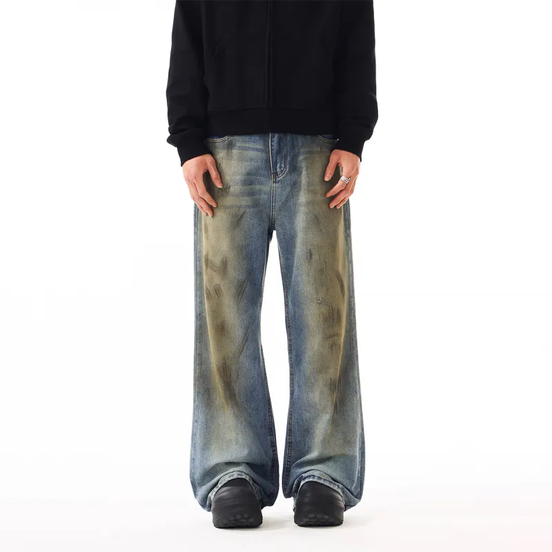 YearnObtainRainbow Jeans Unisex Dirty Dyed Blue-5