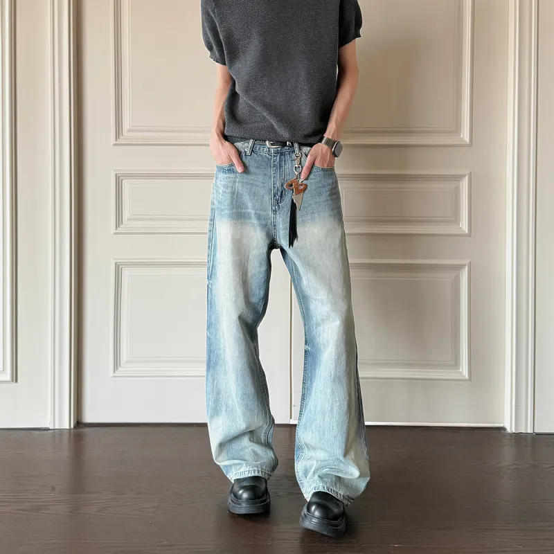 YearnObtainRainbow Jeans Unisex Washed Vintage Blue-3
