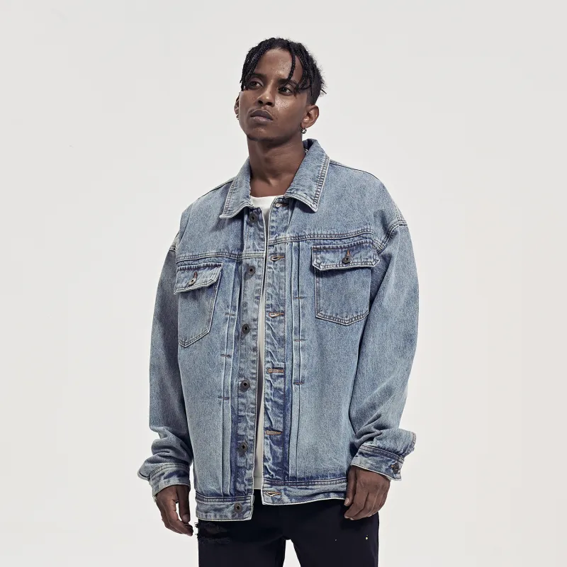 YearnObtainRainbow Denim Jacket Unisex Vintage Blue-4