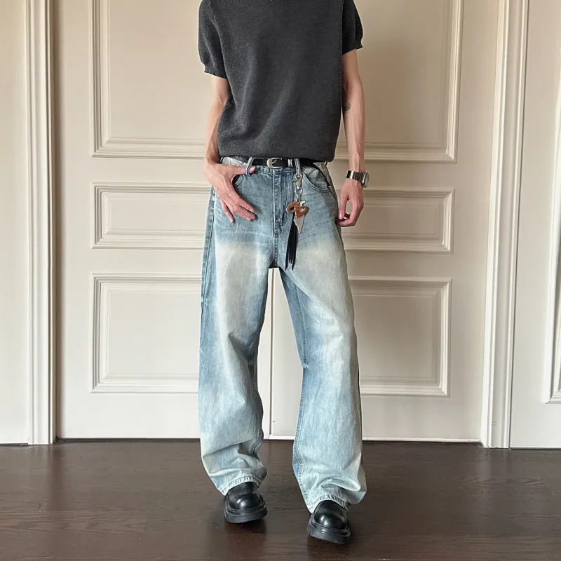 YearnObtainRainbow Jeans Unisex Washed Vintage Blue-5