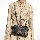 GROTTO Cow Leather One Shoulder Handbags Mini Unisex Smudge Black