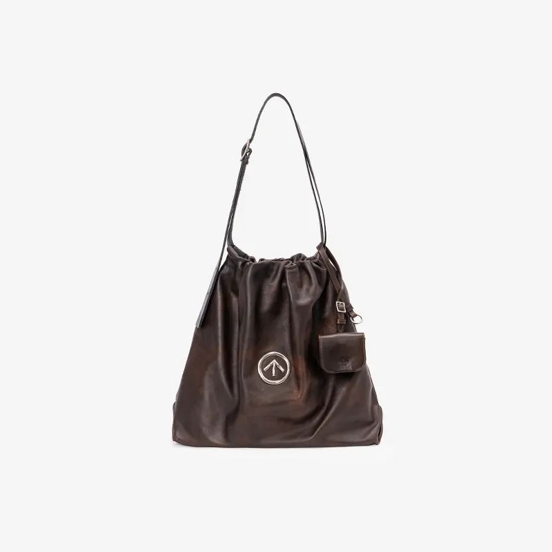 GROTTO Calfskin Bag Accessory Mini Unisex Charred Wood Brown, Antique Silver-4