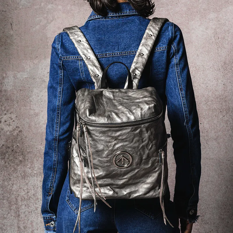 GROTTO Sheepskin Backpack Unisex Gray-2