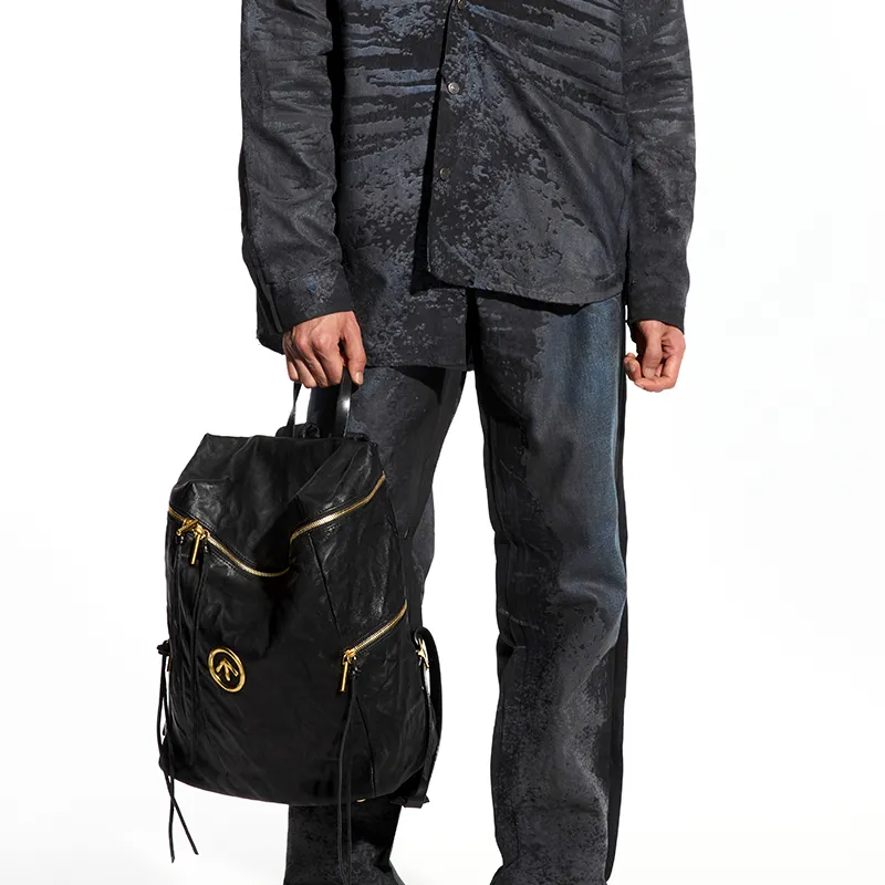 GROTTO Sheepskin Backpack Handbag Trumpets Unisex Black-4