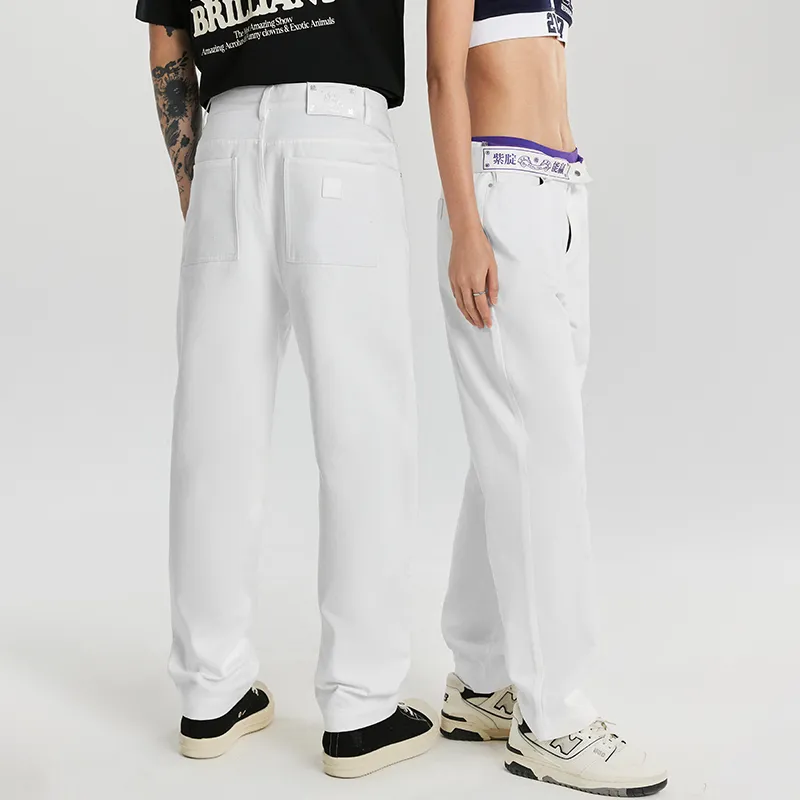 REDCHARCOAL Casual Pants Unisex White-3
