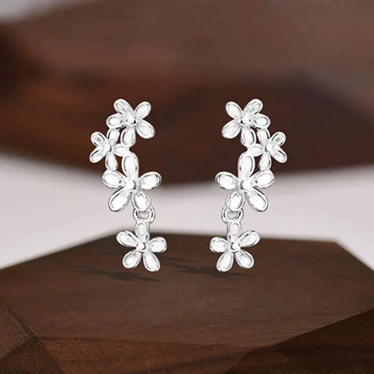 Good Quality S999 Fine Silver Stud Earrings Women's-2