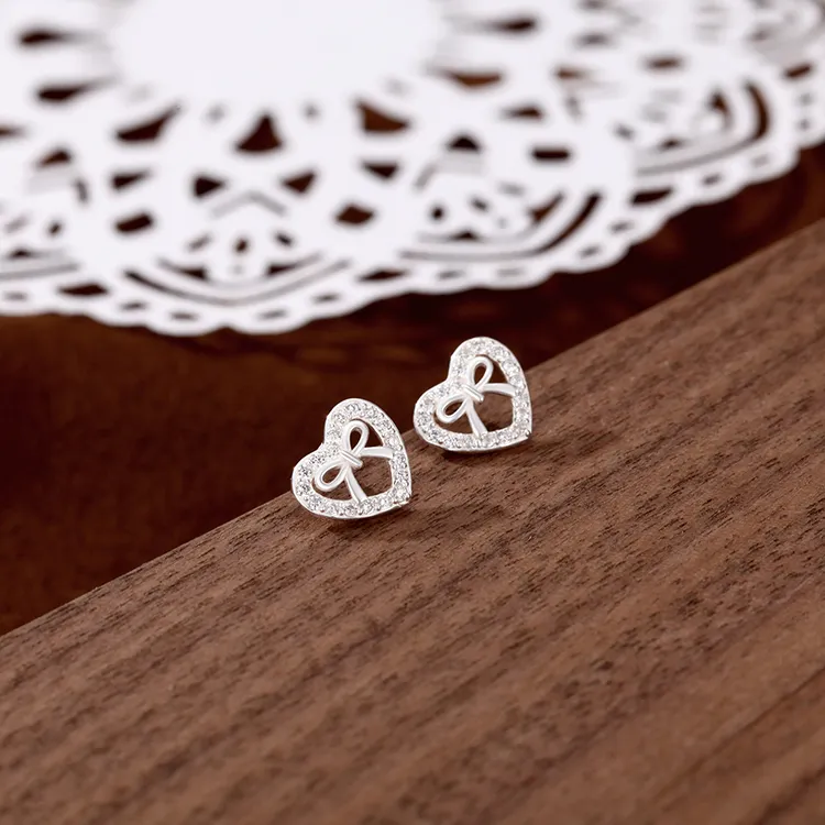 Good Quality S999 Fine Silver Stud Earrings Women's-4