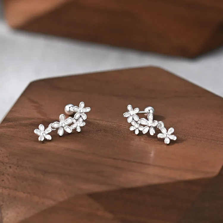 Good Quality S999 Fine Silver Stud Earrings Women's-3