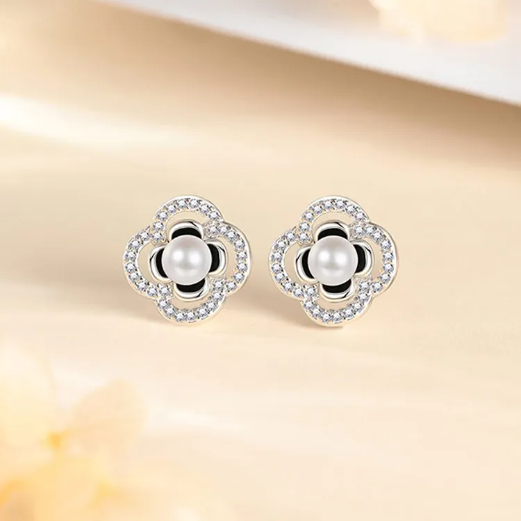 Good Quality S999 Fine Silver Stud Earrings Women's Silver-2