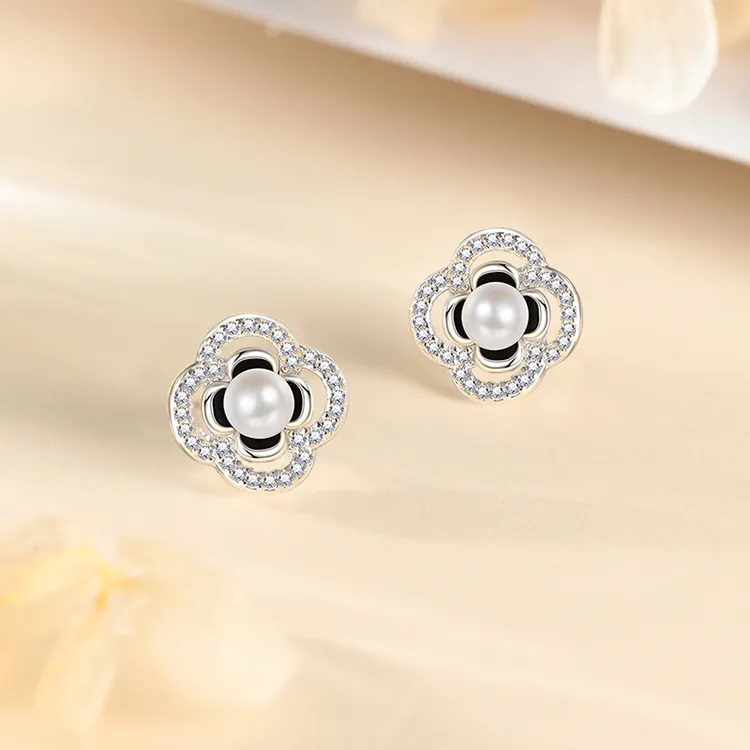 Good Quality S999 Fine Silver Stud Earrings Women's Silver-4