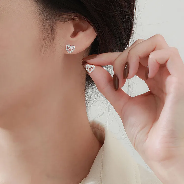 Good Quality S999 Fine Silver Stud Earrings Women's-3