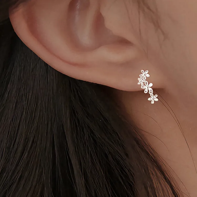 Good Quality S999 Fine Silver Stud Earrings Women's-1