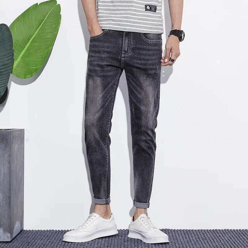 YUQIAN Jeans Men Gray Ankle Length Pants-1