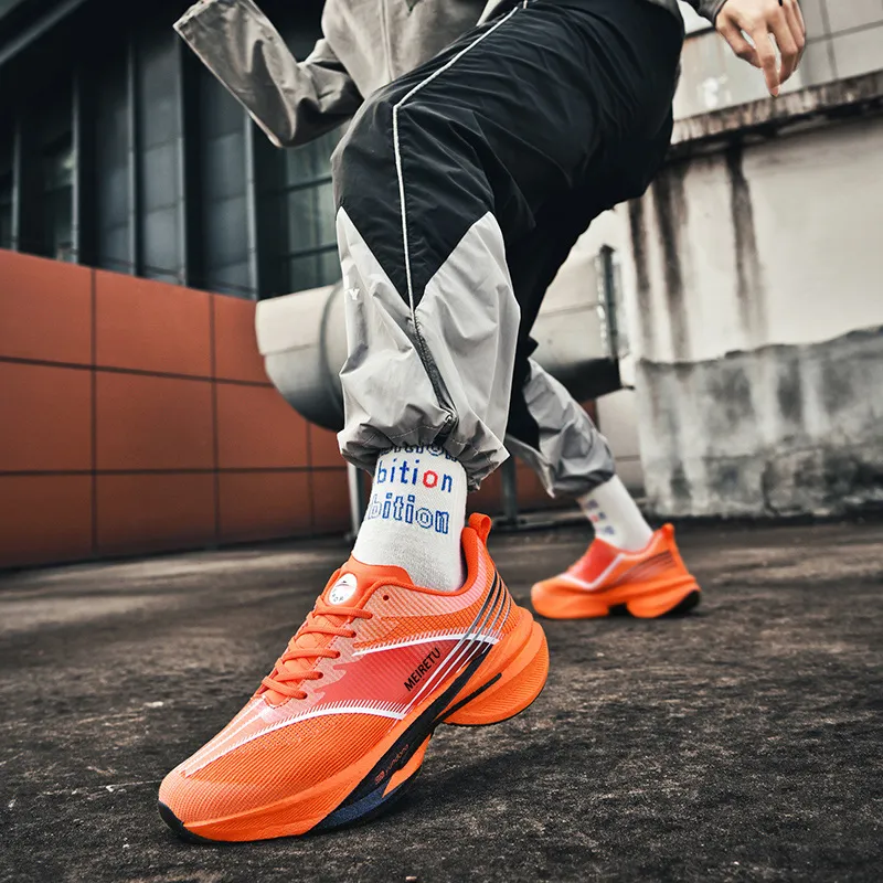 Meiretu Cushioning, Abrasion Resistant, And Resilient Properties Low Top Casual Shoes Unisex Orange-6