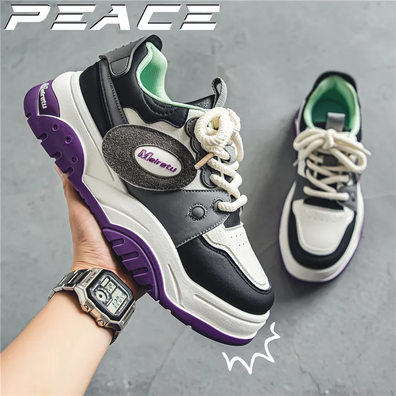 Meiretu Low Top Skateboard Shoes Men's Purple-3