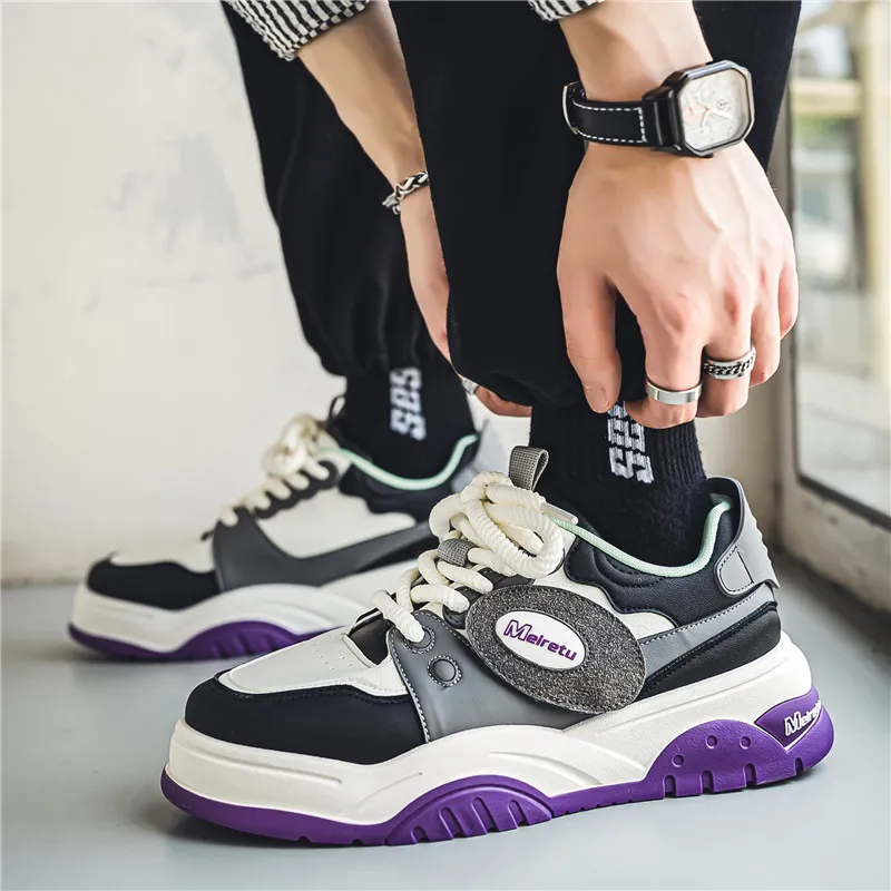 Meiretu Low Top Skateboard Shoes Men's Purple-6