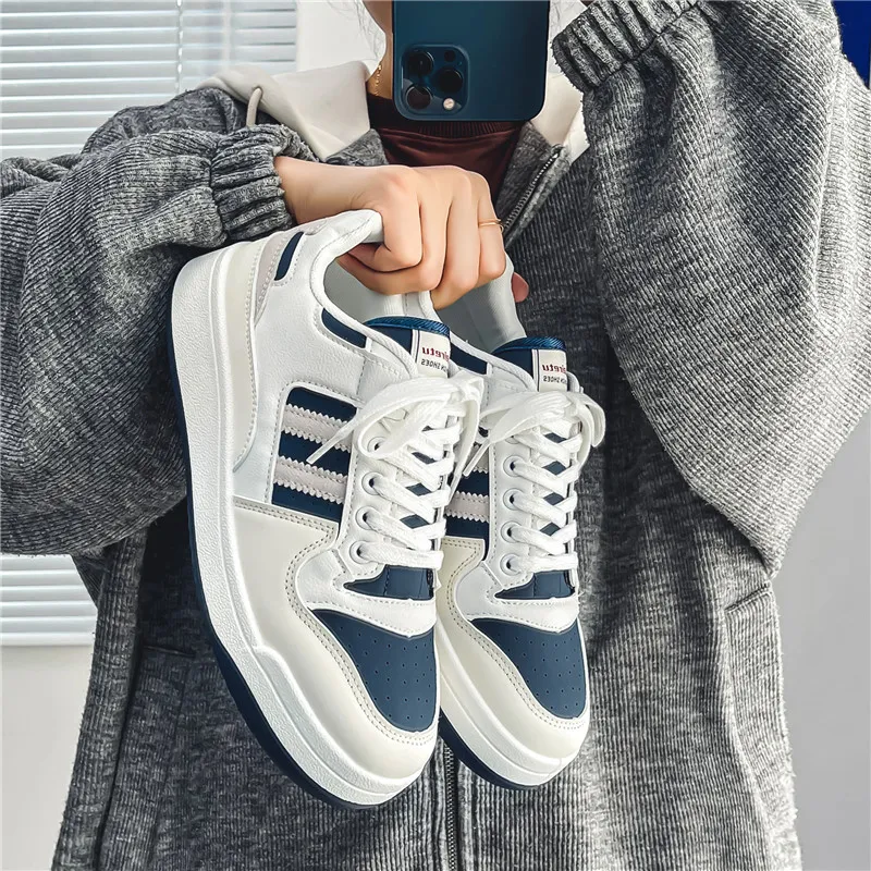 Meiretu Slip Resistant Low Top Skateboard Shoes Men's Blue-5