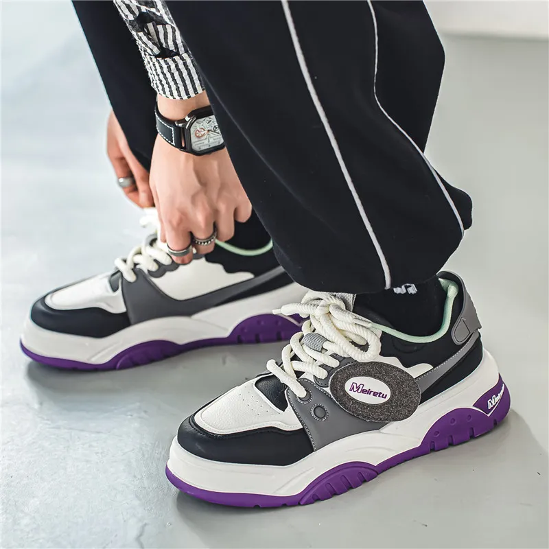 Meiretu Low Top Skateboard Shoes Men's Purple-7
