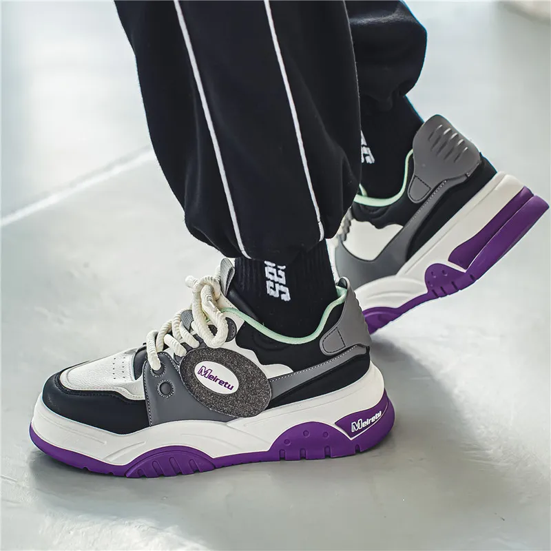 Meiretu Low Top Skateboard Shoes Men's Purple-8