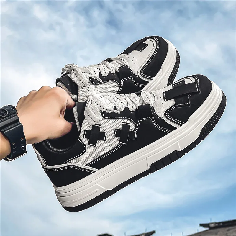 Meiretu Durable Lightweight And Breathable Low Top Skateboard Shoes Men's Black-6