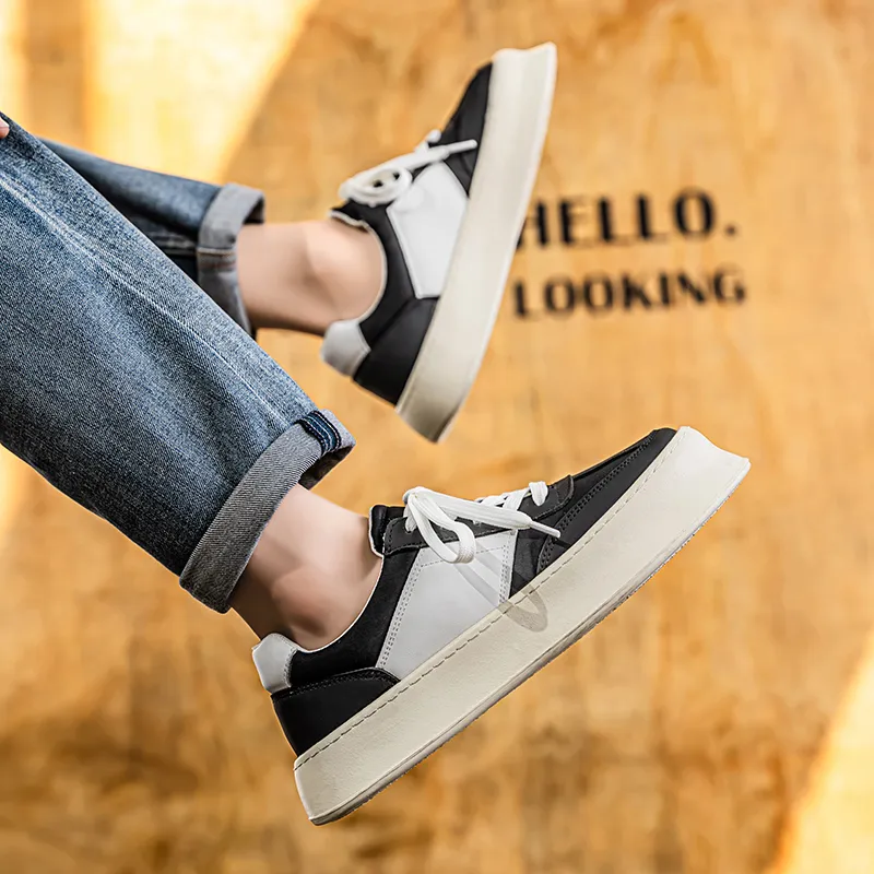 Meiretu Abrasion Resistant Breathable Height Increasing Low Top Skateboard Shoes Men's-4