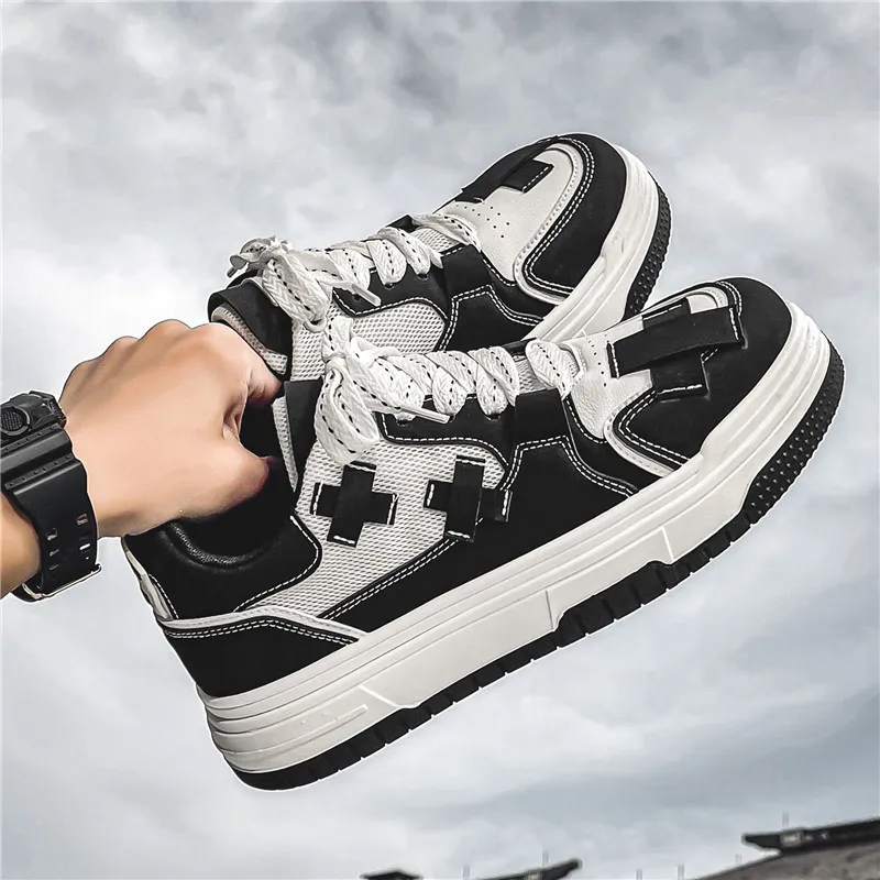 Meiretu Durable Lightweight And Breathable Low Top Skateboard Shoes Men's Black-5