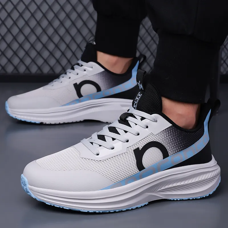 Meiretu Slip Resistant, Abrasion Resistant, Lightweight Low Top Casual Running Shoes Men's White Black-2
