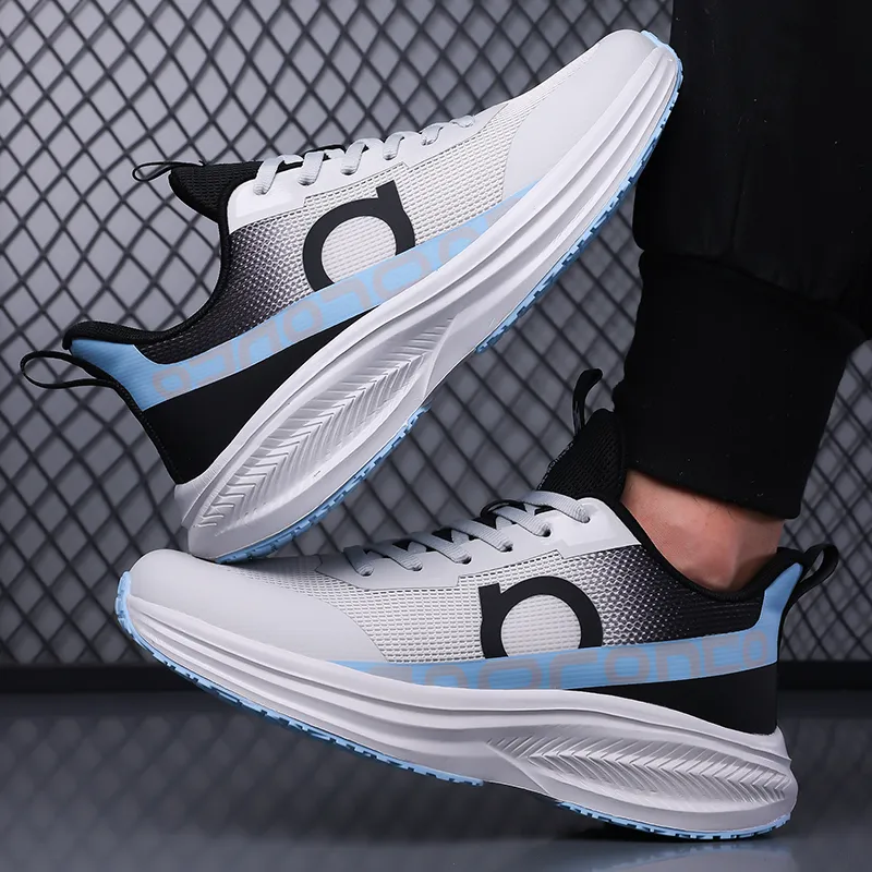 Meiretu Slip Resistant, Abrasion Resistant, Lightweight Low Top Casual Running Shoes Men's White Black-1