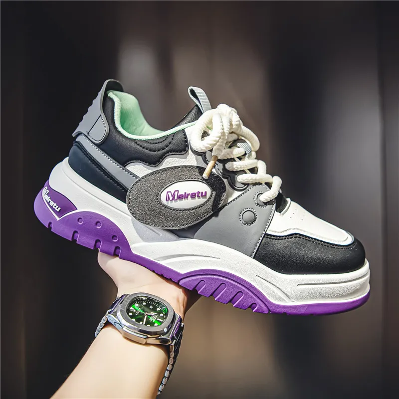 Meiretu Low Top Skateboard Shoes Men's Purple-13