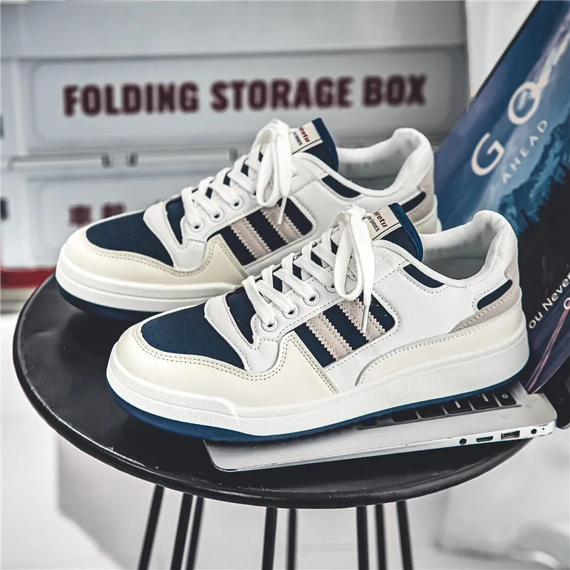 Meiretu Slip Resistant Low Top Skateboard Shoes Men's Blue-18