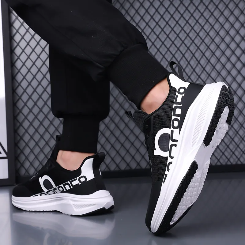 Meiretu Cushioning Lightweight Rebound Low Top Casual Shoes Men's Black-3