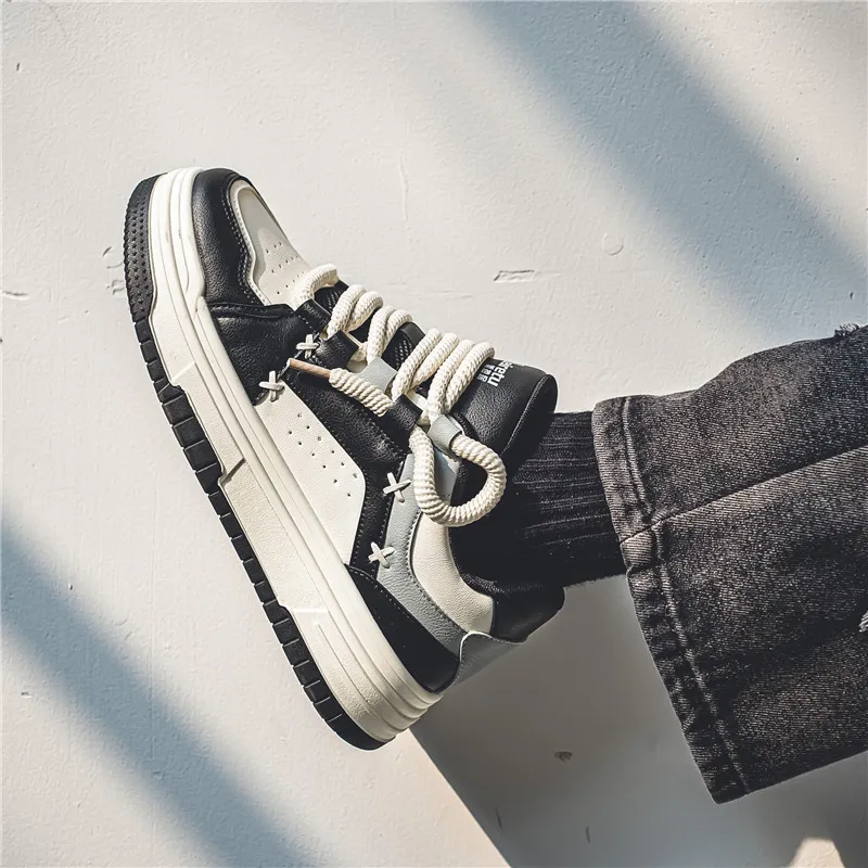 Meiretu Low Top Skateboard Shoes Men's Black-6