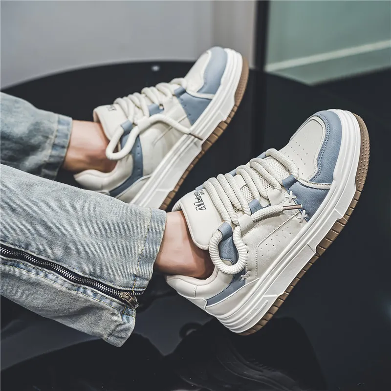Meiretu Anti Slip Wear Resistant Low Top Skateboard Shoes Men's White-14