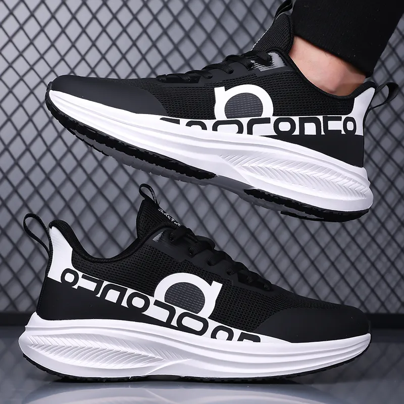 Meiretu Cushioning Lightweight Rebound Low Top Casual Shoes Men's Black-4