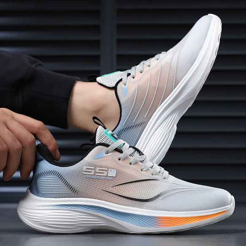 Meiretu Shock Absorbers Slip Resistant Breathable Low Top Running Shoes Men's-5