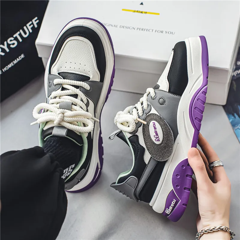 Meiretu Low Top Skateboard Shoes Men's Purple-4