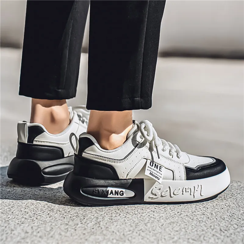 Meiretu Abrasion Resistant Breathable Height Increasing Low Top Casual Shoes Men's-3
