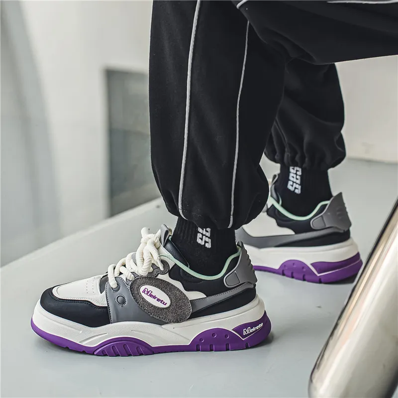 Meiretu Low Top Skateboard Shoes Men's Purple-11